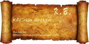 Kónya Britta névjegykártya